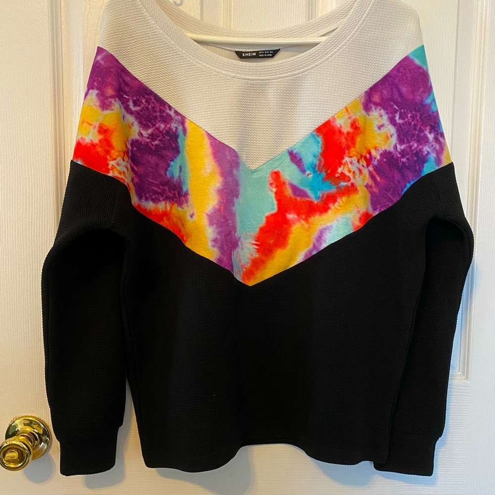 Vibrant Tie Dye and Waffle Weave Sweater